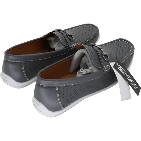 Aston Marc Men\'s Perforated Driving Loafers Gray US 12 M main image 5